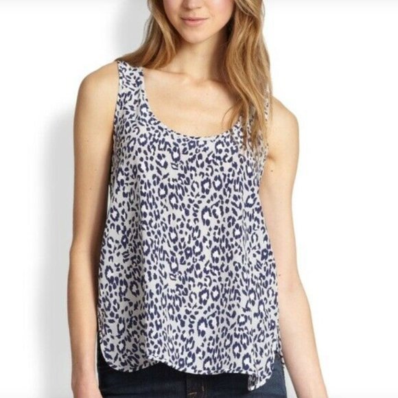 Joie Leopard Print Gray Silk Racerback Tank Top - Picture 4 of 11